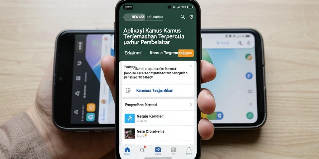 Screenshot utama BENTO123 menampilkan antarmuka pencarian Kamus Terjemahan.