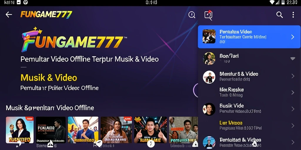 Antarmuka sederhana FUNGAME777 untuk Pemutar Video Offline.