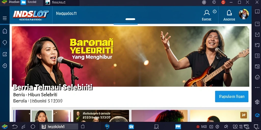 Antarmuka utama INDSLOT dengan berita selebriti menarik.