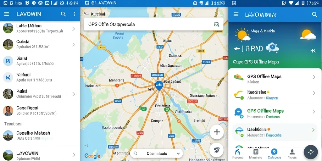 Antarmuka LAVOWIN yang menunjukkan peta GPS Offline.