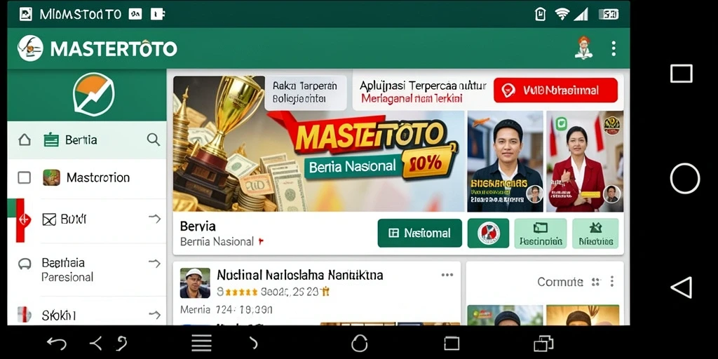 Antarmuka aplikasi MASTERTOTO menampilkan berita nasional terkini dengan jelas.