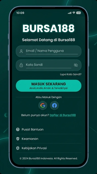 Tampilan halaman login bursa188